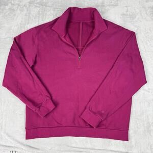 Lululemon French Terry Oversized Quarter Zip Sweatshirt Men Size M Pink Casual